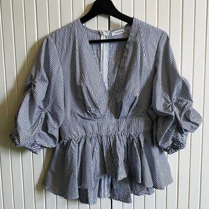 Farrow Black & White Stripe Puff Sleeve Top